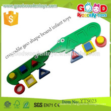 Hot Sale Educational Wooden Cute Crocodile Geo Shape Board Infant Toy